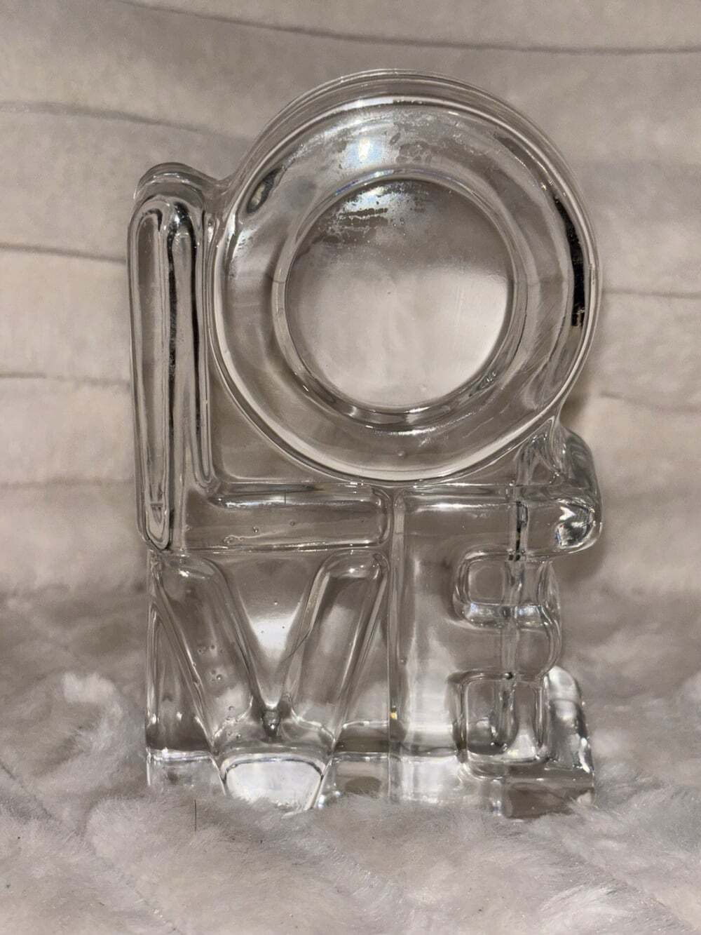 Vintage Tiara Exclusives Fostoria 24% Lead Crystal LOVE Figurine Paperweight 5"